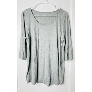 Pure Jill Asymmetrical Tunic Shirt L Heather Gray Stretch Breathable Casual Knit